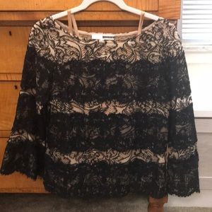 Tracy Reese Black and Nude lace top